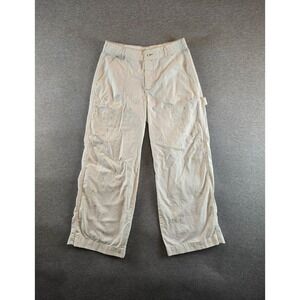 FREE PEOPLE Jeans Womens 6 Ivory Paint Splatter‎ Carpenter BOHO Utility OB563867
